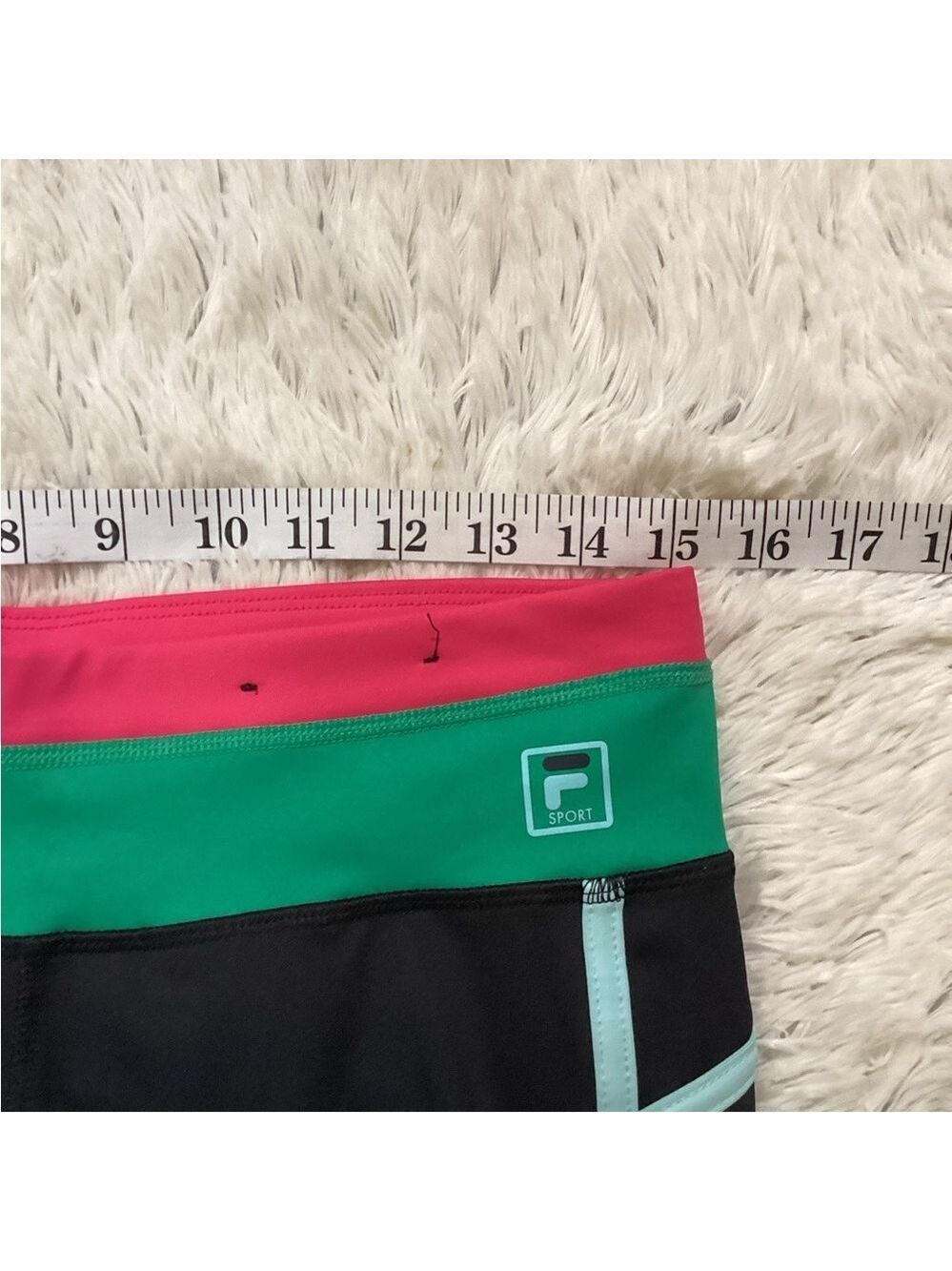 Fila Sport Women’s Medium color block yoga capri black green and pink - Picture 11 of 12